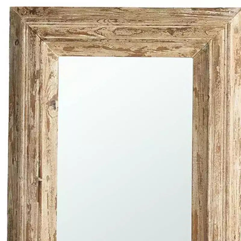 Miroir d'appoint encadré en bois naturel vieilli