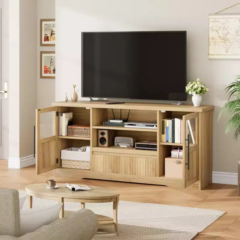 Meuble TV pour téléviseur jusqu'à 72'', Meuble TV motif vague