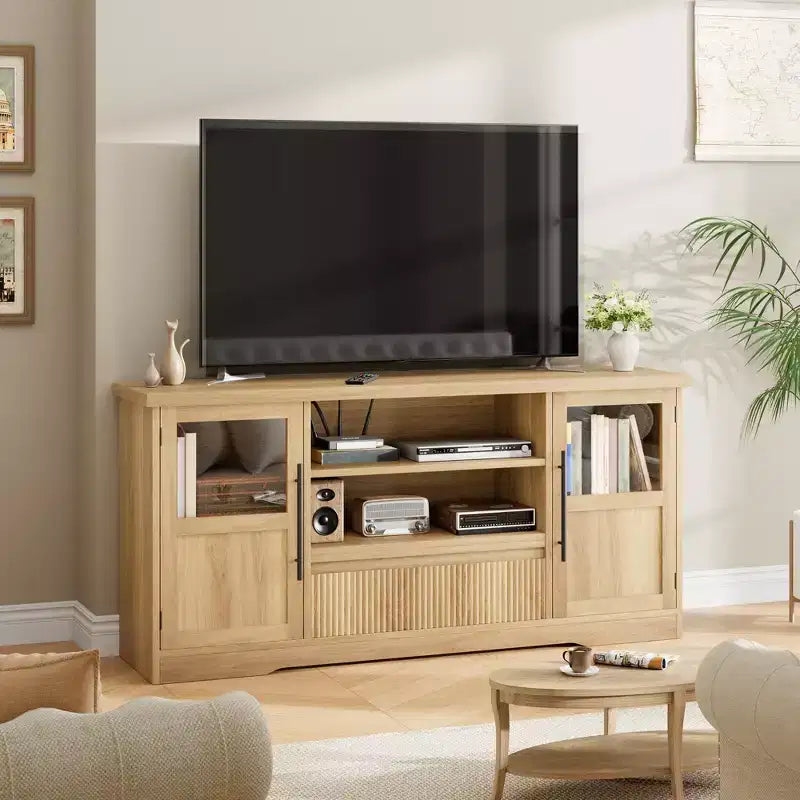 Meuble TV pour téléviseur jusqu'à 72'', Meuble TV motif vague