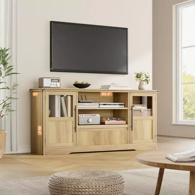 Meuble TV pour téléviseur jusqu'à 72'', Meuble TV motif vague