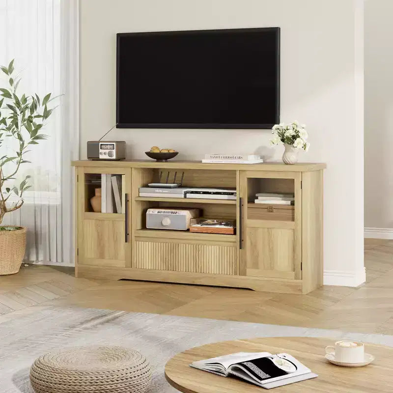Meuble TV pour téléviseur jusqu'à 72'', Meuble TV motif vague
