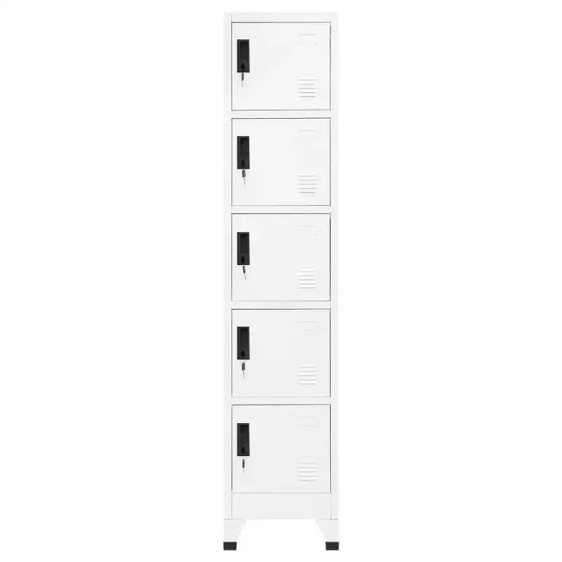 vidaXL White Steel Locker Cabinet - Ample Storage Space, Air Vents, Lockable Doors, Name Tag Holders, Easy Assembly