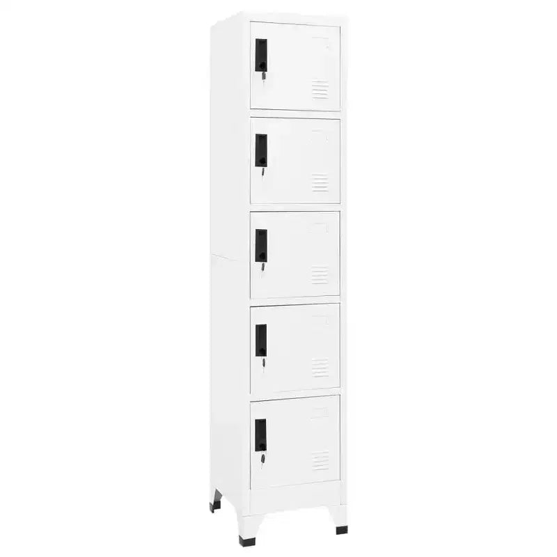 Armoire Casier en Acier Blanc - Grand Espace de Rangement, Grilles d'Aération, Portes Verrouillables