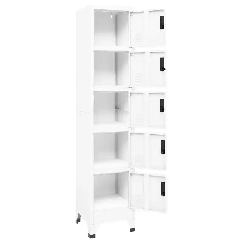 Armoire Casier en Acier Blanc - Grand Espace de Rangement, Grilles d'Aération, Portes Verrouillables