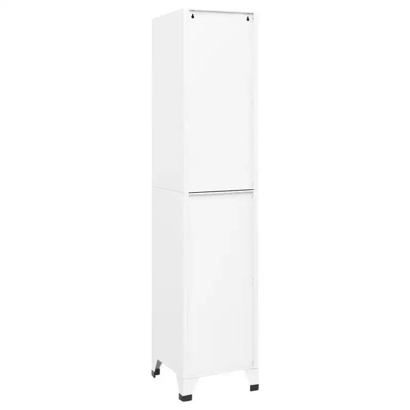 Armoire Casier en Acier Blanc - Grand Espace de Rangement, Grilles d'Aération, Portes Verrouillables