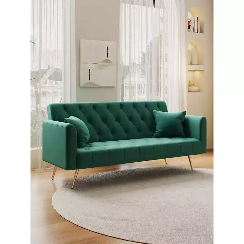 Causeuse en velours, confortable pour salon ou chambre, vert