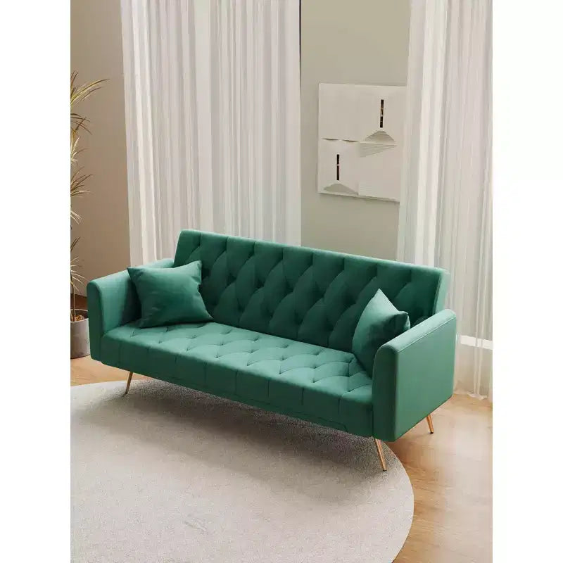 Causeuse en velours, confortable pour salon ou chambre, vert