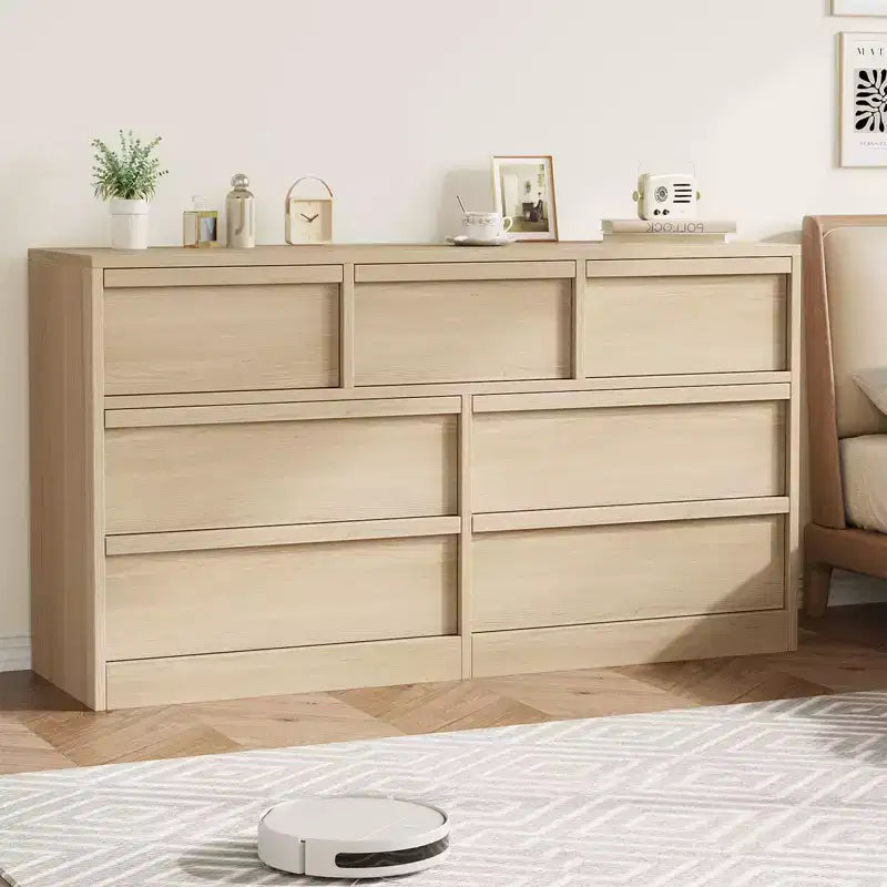 Commode à 7 tiroirs pour chambre à coucher, organisateur moderne à double commode avec 7 tiroirs
