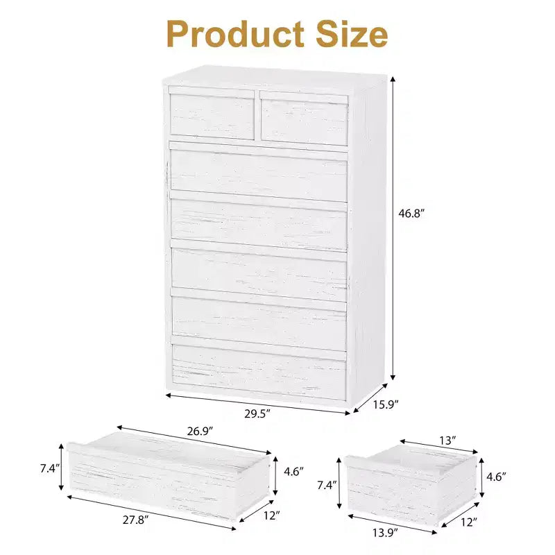 Commode à 7 tiroirs pour chambre à coucher, organisateur moderne à double commode avec 7 tiroirs