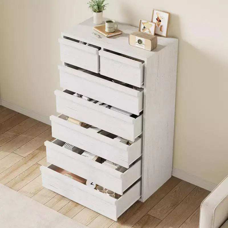 Commode à 7 tiroirs pour chambre à coucher, organisateur moderne à double commode avec 7 tiroirs