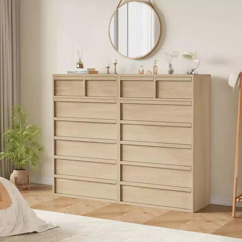 Commode à 7 tiroirs pour chambre à coucher, organisateur moderne à double commode avec 7 tiroirs