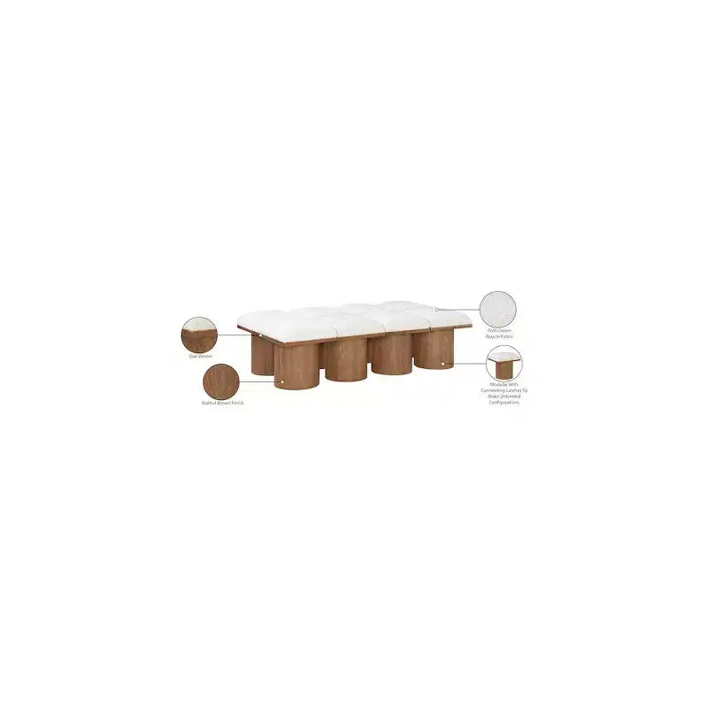 Banc en tissu bouclette crème