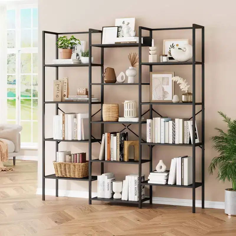 Étagère Industrielle à 5 Niveaux - Tablettes en Bois Réglables et Cadre Métallique Robuste