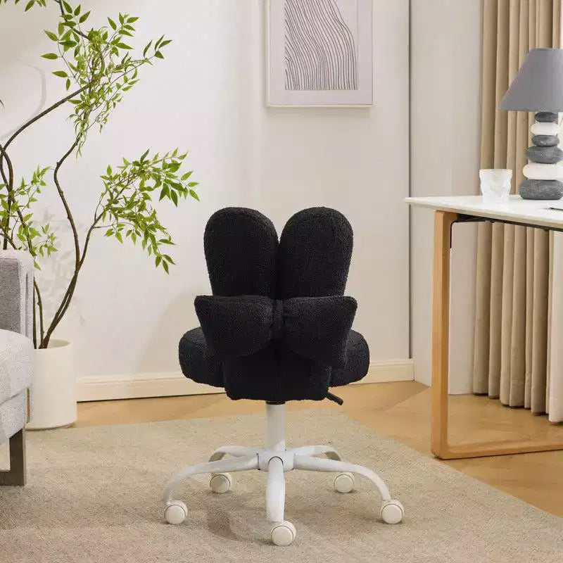 Fauteuil de bureau pivotant Bow Teddy en tissu avec oreilles de lapin réglables