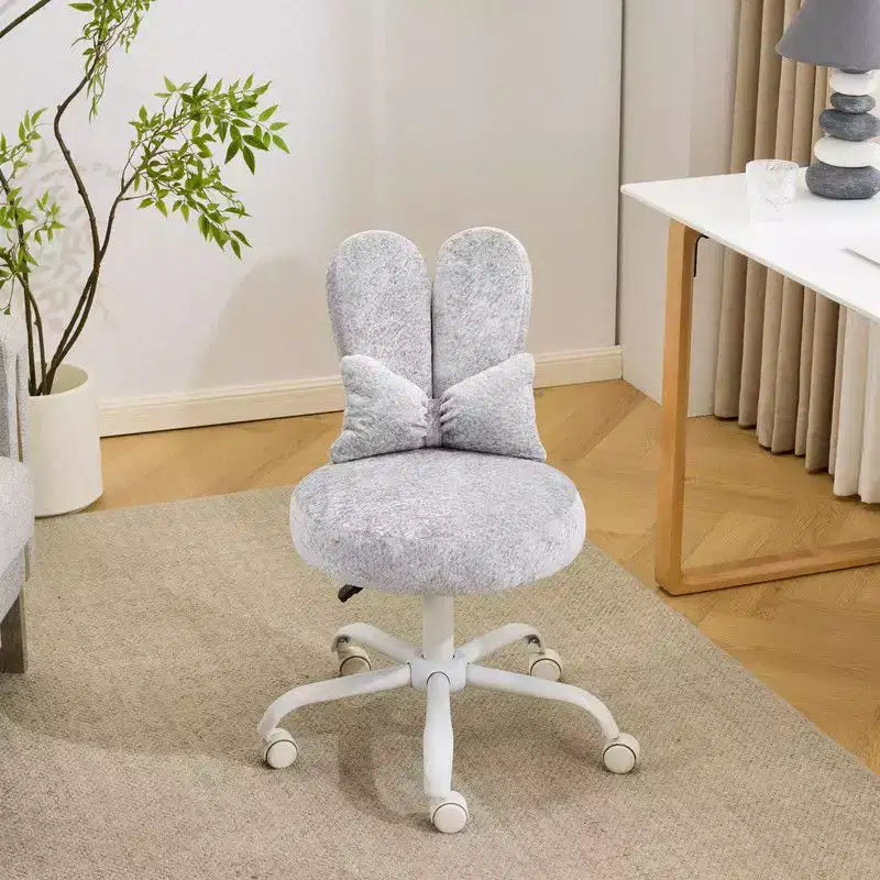 Fauteuil de bureau pivotant Bow Teddy en tissu avec oreilles de lapin réglables