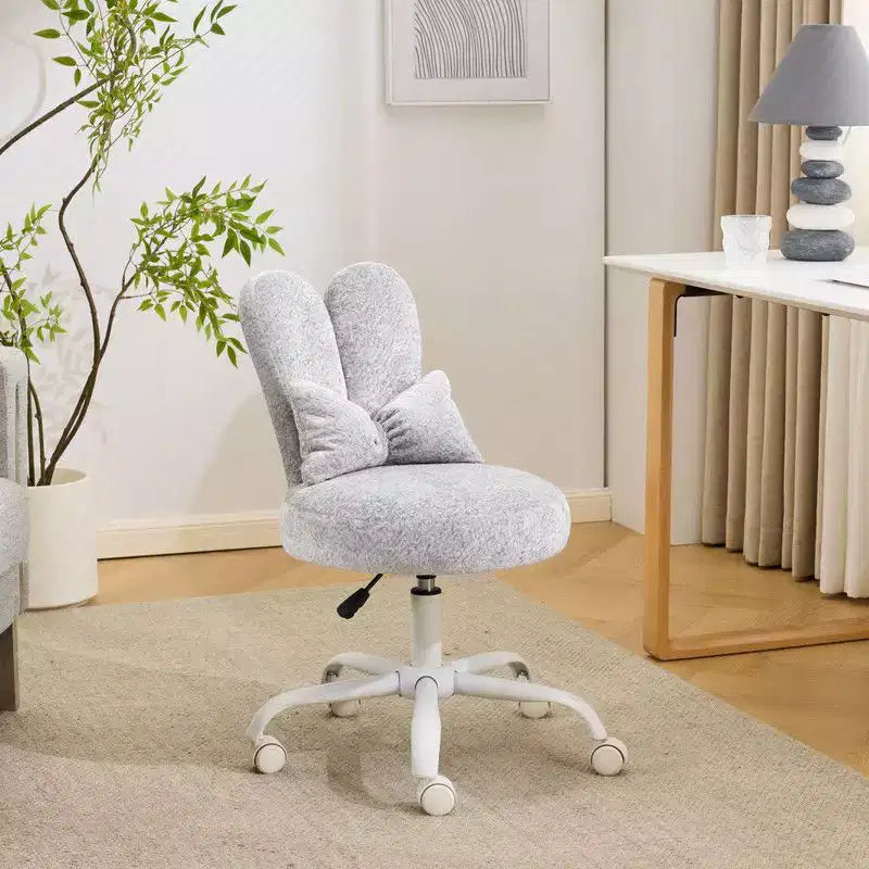 Fauteuil de bureau pivotant Bow Teddy en tissu avec oreilles de lapin réglables
