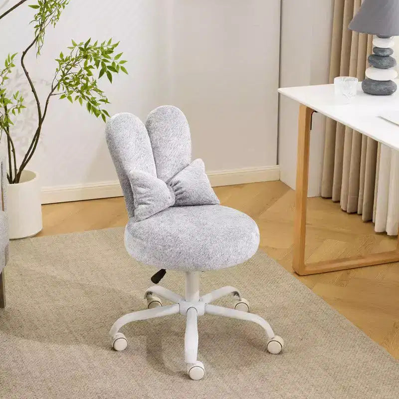 Fauteuil de bureau pivotant Bow Teddy en tissu avec oreilles de lapin réglables