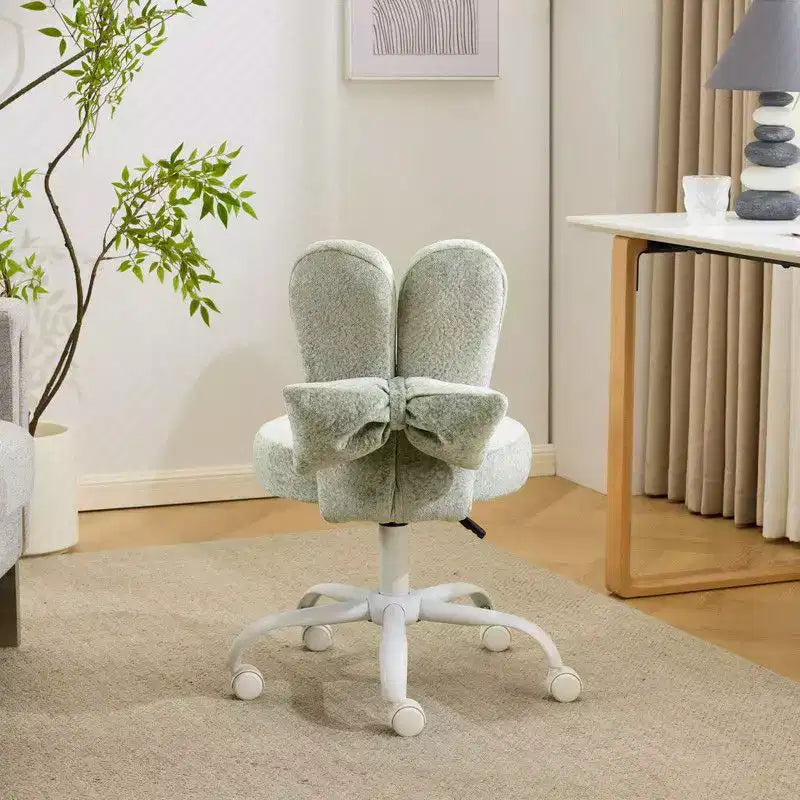 Fauteuil de bureau pivotant Bow Teddy en tissu avec oreilles de lapin réglables