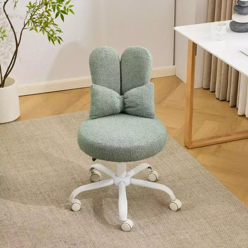 Fauteuil de bureau pivotant Bow Teddy en tissu avec oreilles de lapin réglables