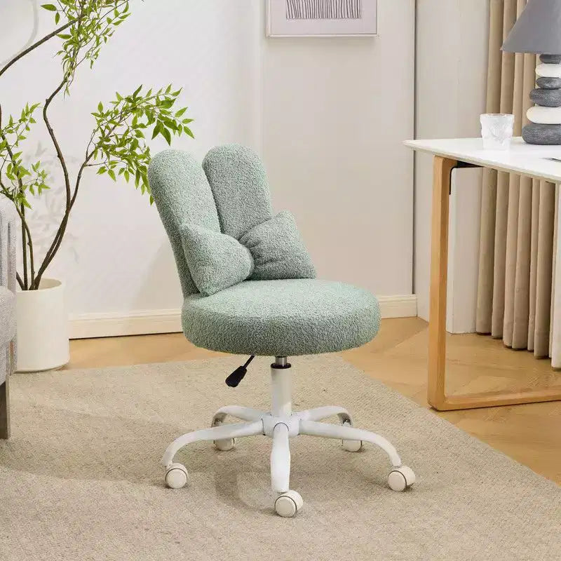 Fauteuil de bureau pivotant Bow Teddy en tissu avec oreilles de lapin réglables