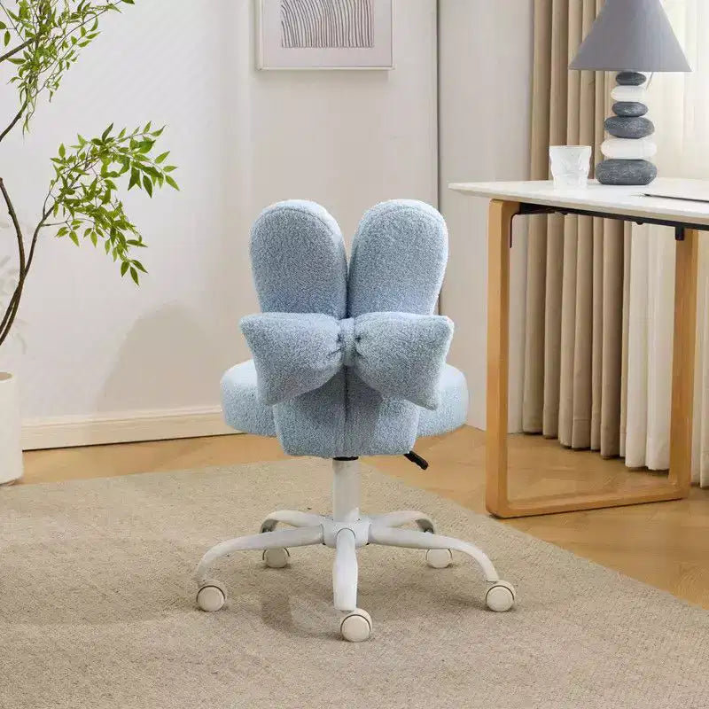 Fauteuil de bureau pivotant Bow Teddy en tissu avec oreilles de lapin réglables