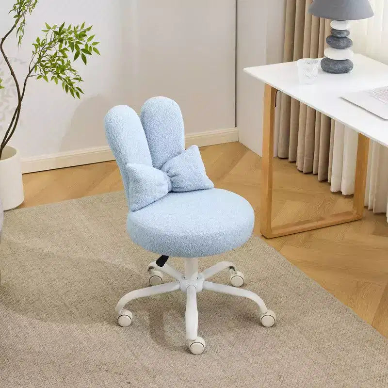 Fauteuil de bureau pivotant Bow Teddy en tissu avec oreilles de lapin réglables