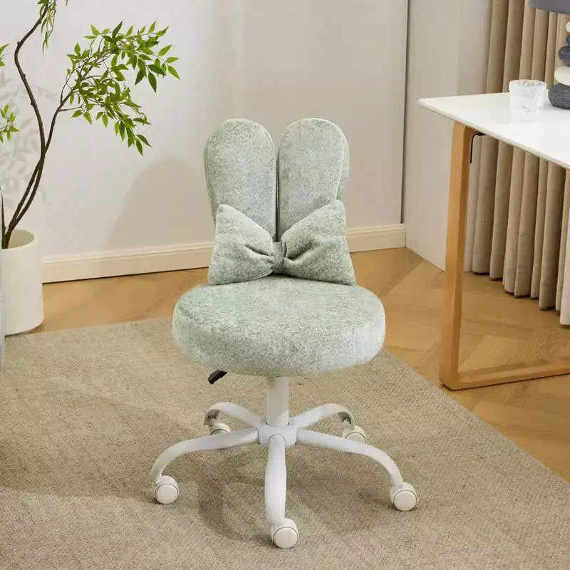Fauteuil de bureau pivotant Bow Teddy en tissu avec oreilles de lapin réglables
