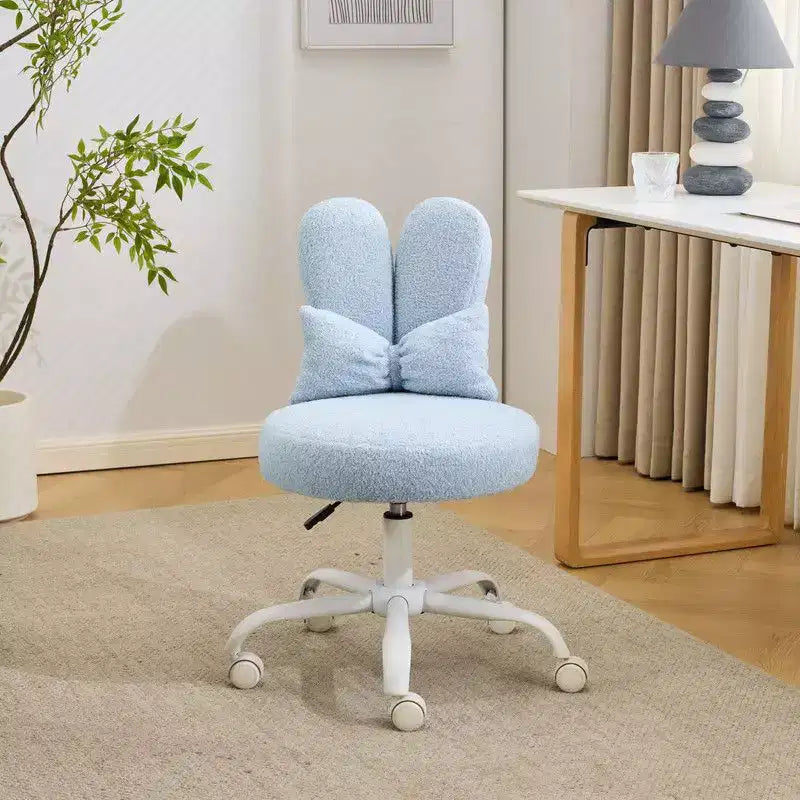 Fauteuil de bureau pivotant Bow Teddy en tissu avec oreilles de lapin réglables