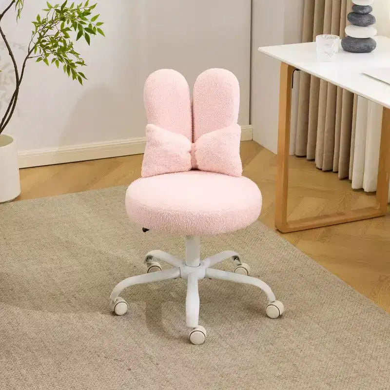 Fauteuil de bureau pivotant Bow Teddy en tissu avec oreilles de lapin réglables