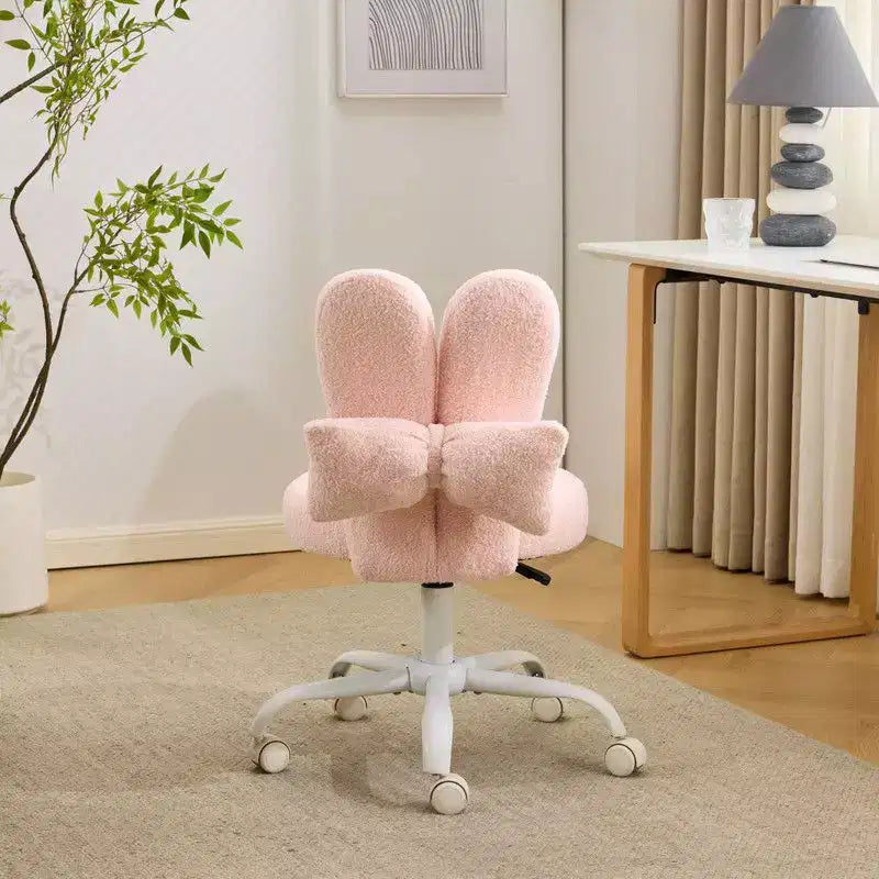Fauteuil de bureau pivotant Bow Teddy en tissu avec oreilles de lapin réglables