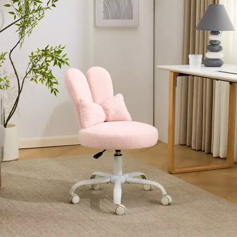 Fauteuil de bureau pivotant Bow Teddy en tissu avec oreilles de lapin réglables