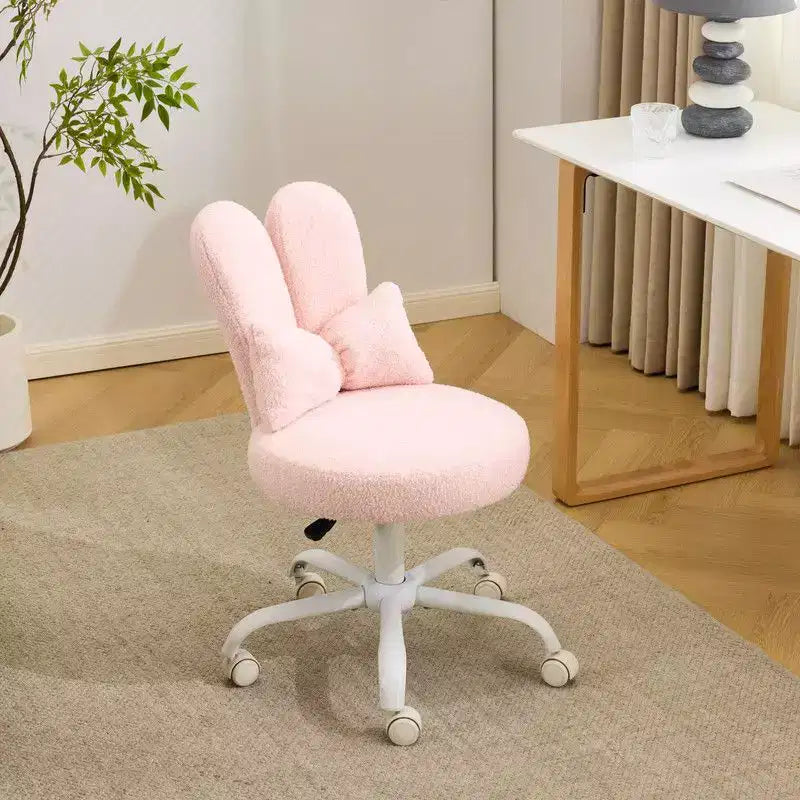 Fauteuil de bureau pivotant Bow Teddy en tissu avec oreilles de lapin réglables