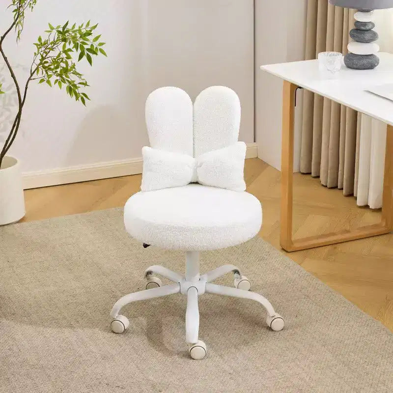 Fauteuil de bureau pivotant Bow Teddy en tissu avec oreilles de lapin réglables