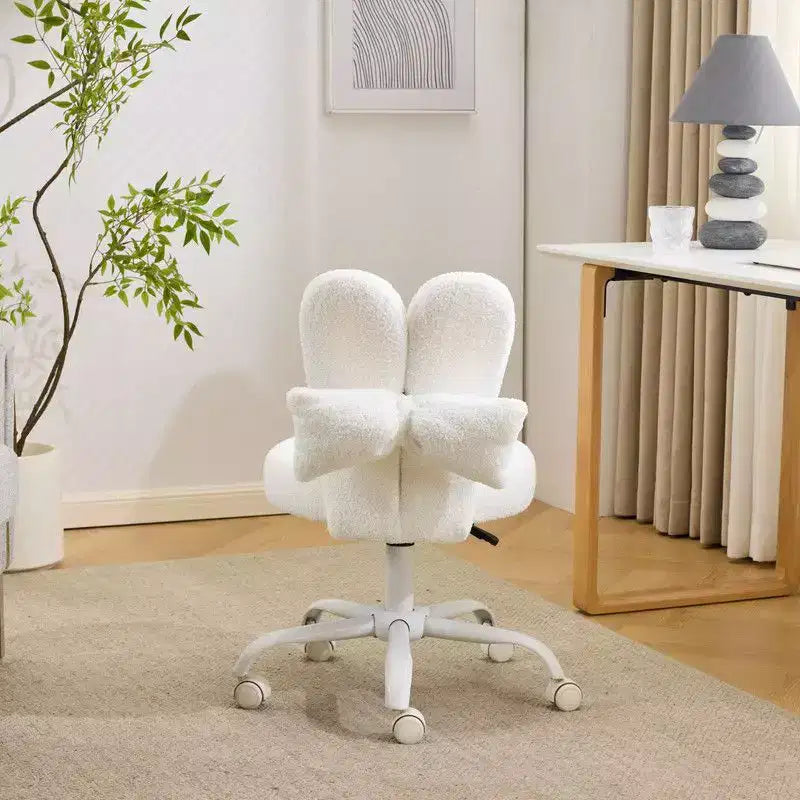 Fauteuil de bureau pivotant Bow Teddy en tissu avec oreilles de lapin réglables