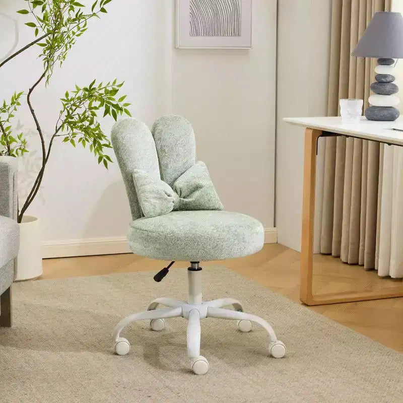 Fauteuil de bureau pivotant Bow Teddy en tissu avec oreilles de lapin réglables