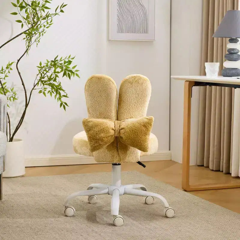 Fauteuil de bureau pivotant Bow Teddy en tissu avec oreilles de lapin réglables