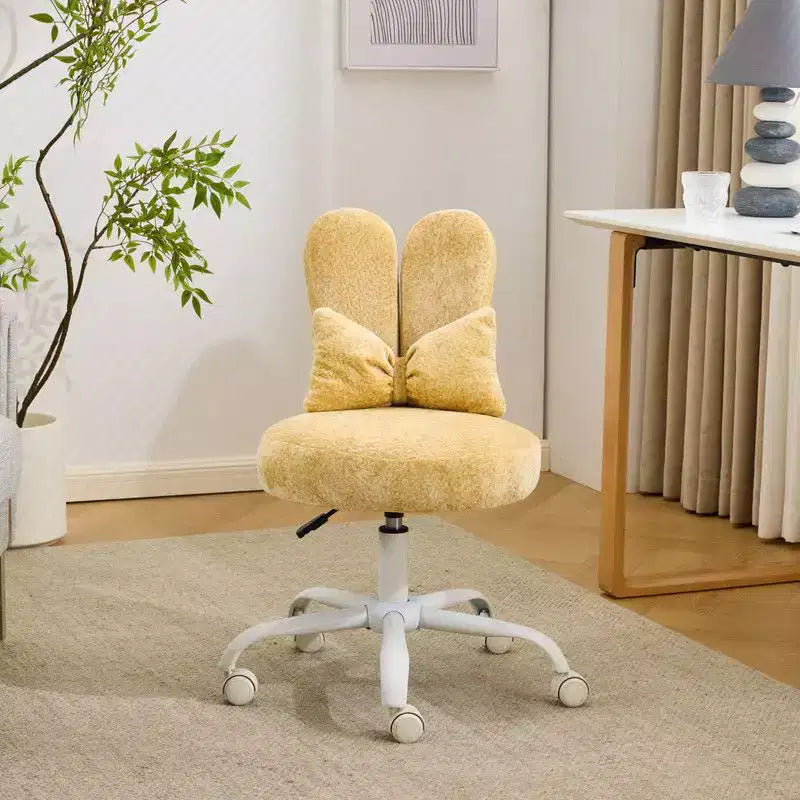 Fauteuil de bureau pivotant Bow Teddy en tissu avec oreilles de lapin réglables