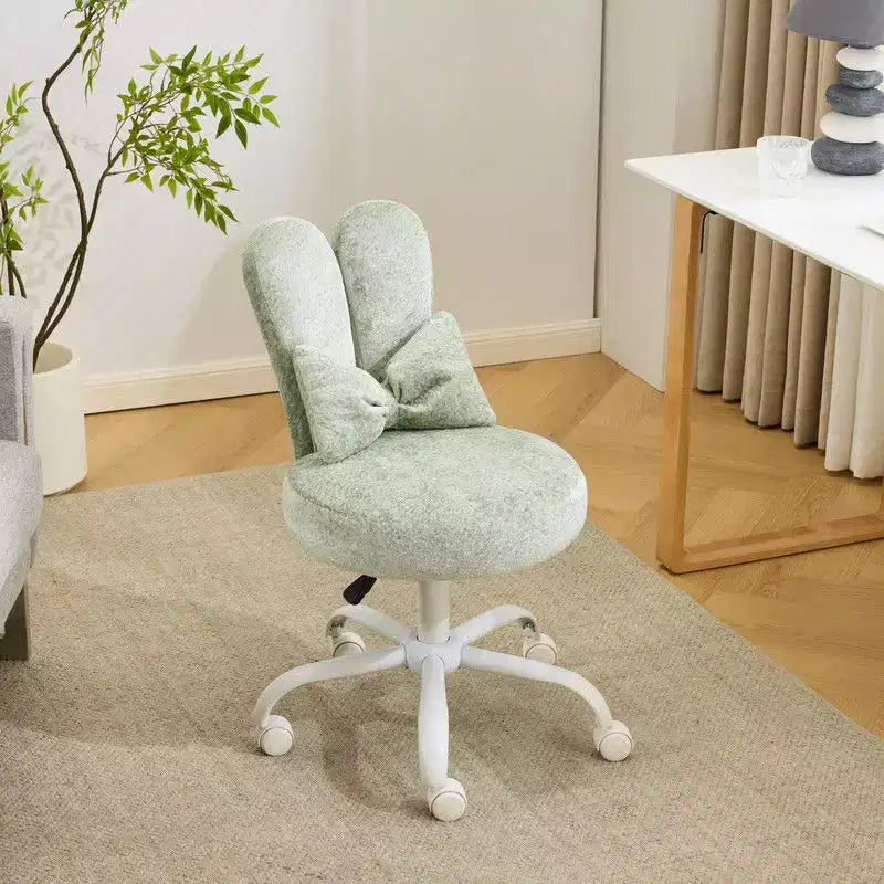 Fauteuil de bureau pivotant Bow Teddy en tissu avec oreilles de lapin réglables