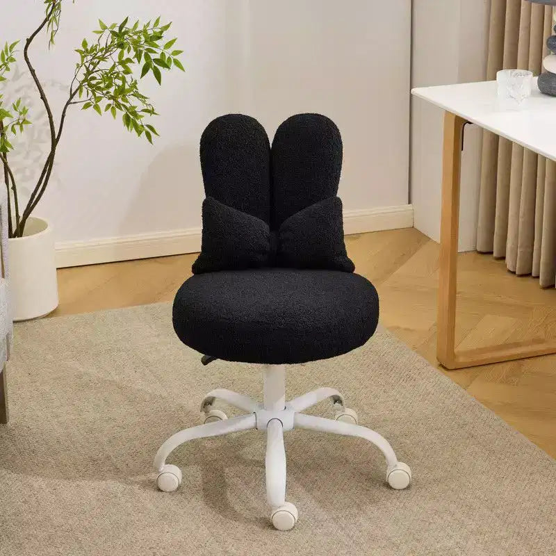 Fauteuil de bureau pivotant Bow Teddy en tissu avec oreilles de lapin réglables