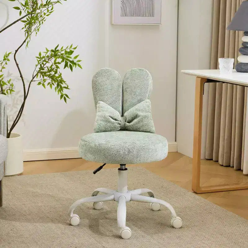 Fauteuil de bureau pivotant Bow Teddy en tissu avec oreilles de lapin réglables