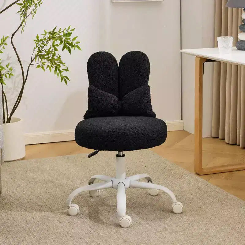 Fauteuil de bureau pivotant Bow Teddy en tissu avec oreilles de lapin réglables