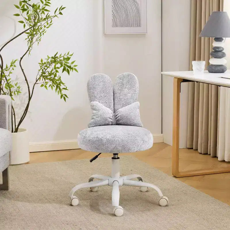 Fauteuil de bureau pivotant Bow Teddy en tissu avec oreilles de lapin réglables
