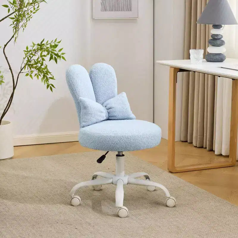 Fauteuil de bureau pivotant Bow Teddy en tissu avec oreilles de lapin réglables
