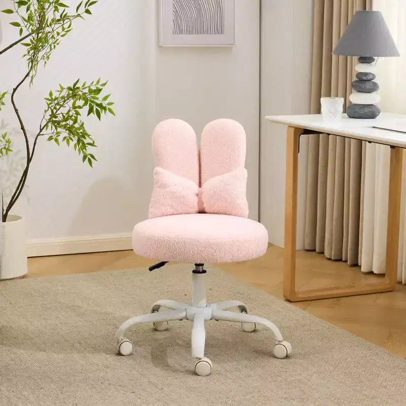 Karl Home | Adjustable Bow Teddy Fabric Bunny Ear Swivel Accent Chair Office Chair