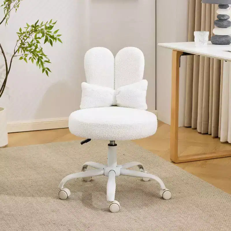 Fauteuil de bureau pivotant Bow Teddy en tissu avec oreilles de lapin réglables