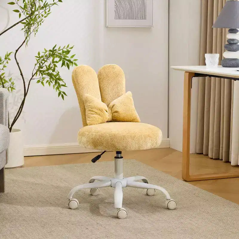 Fauteuil de bureau pivotant Bow Teddy en tissu avec oreilles de lapin réglables