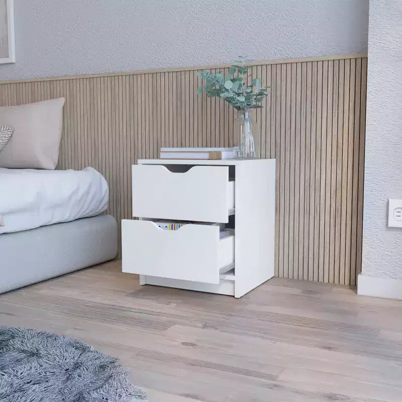 Table de chevet fonctionnelle à 2 tiroirs pour chambre à coucher