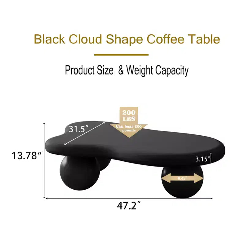 Table basse nuage 47 avec pieds sphériques, Table basse centrale irrégulière moderne