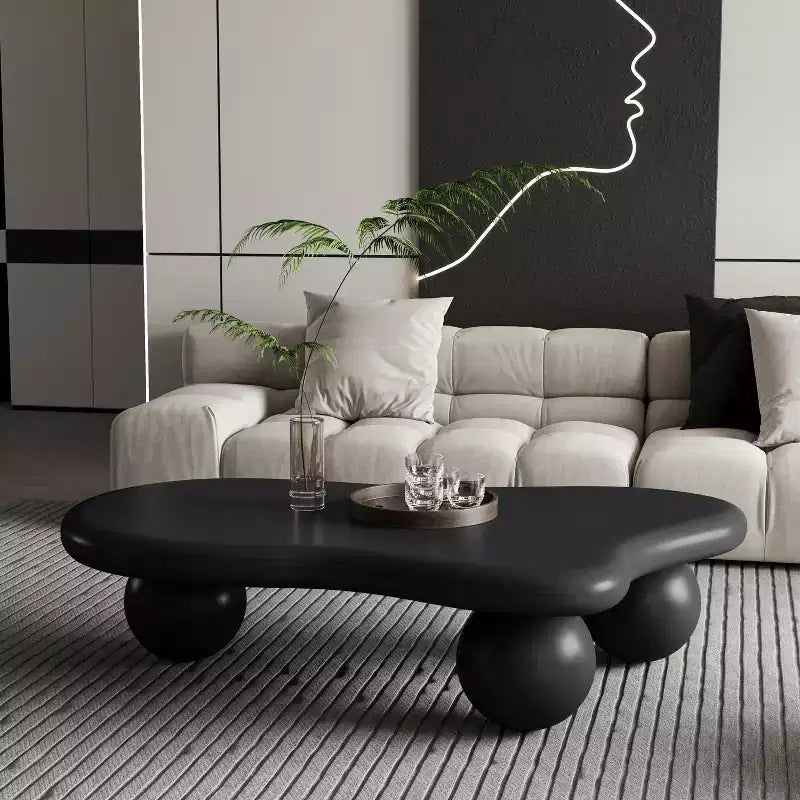 Table basse nuage 47 avec pieds sphériques, Table basse centrale irrégulière moderne