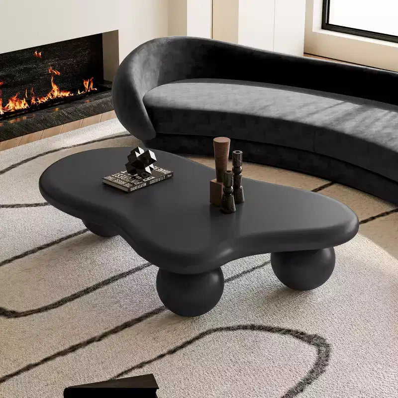 Table basse nuage 47 avec pieds sphériques, Table basse centrale irrégulière moderne